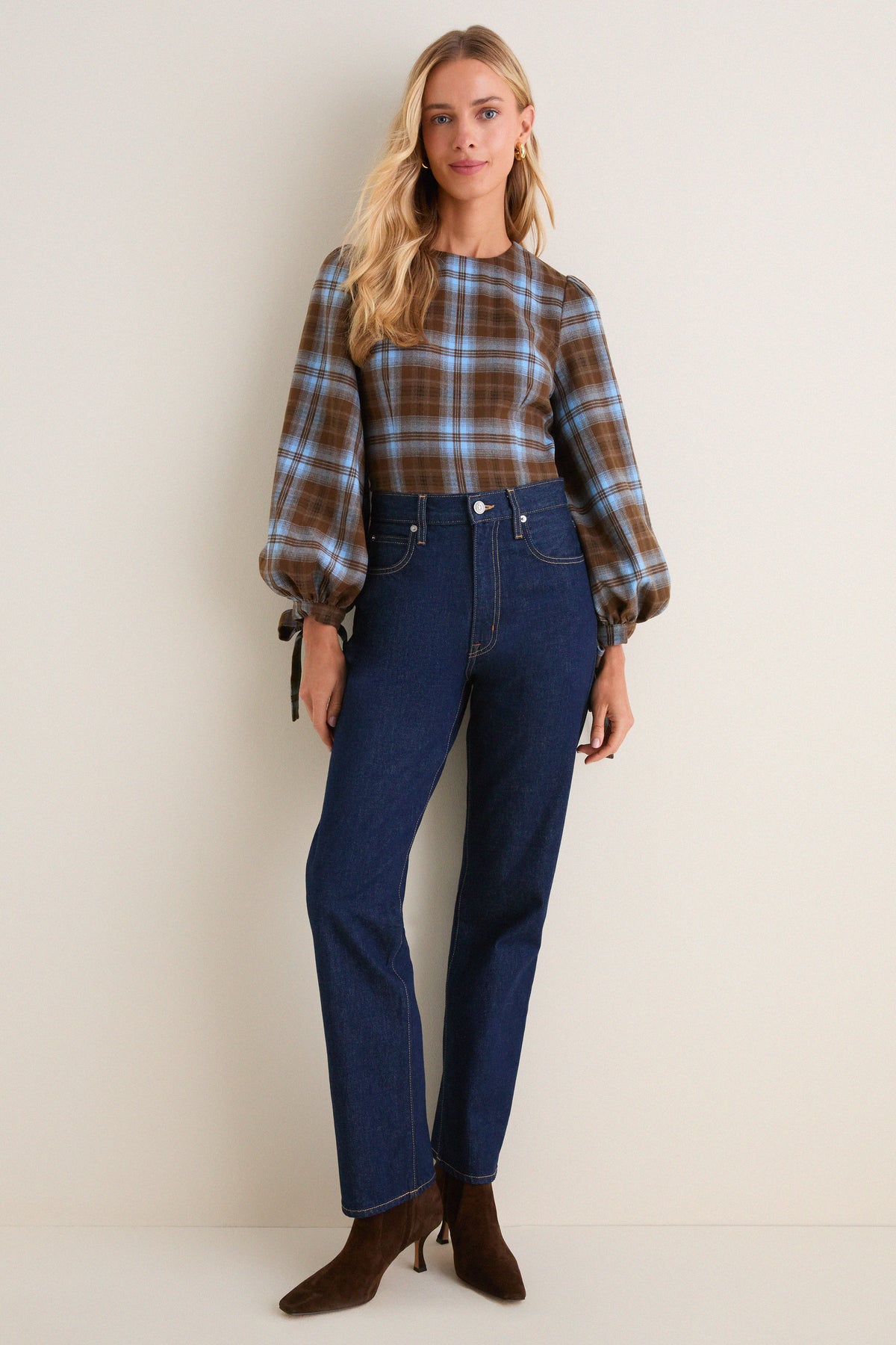 Chocolate Sky Plaid Ellery Blouse