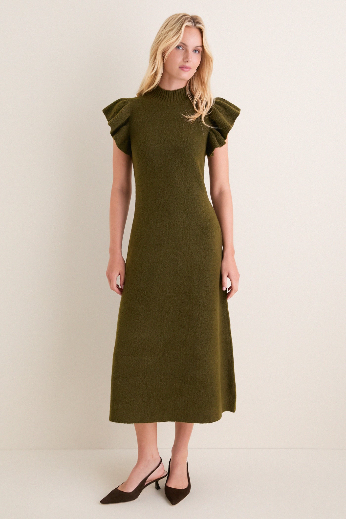 Olive Knit Martini Midi Dress
