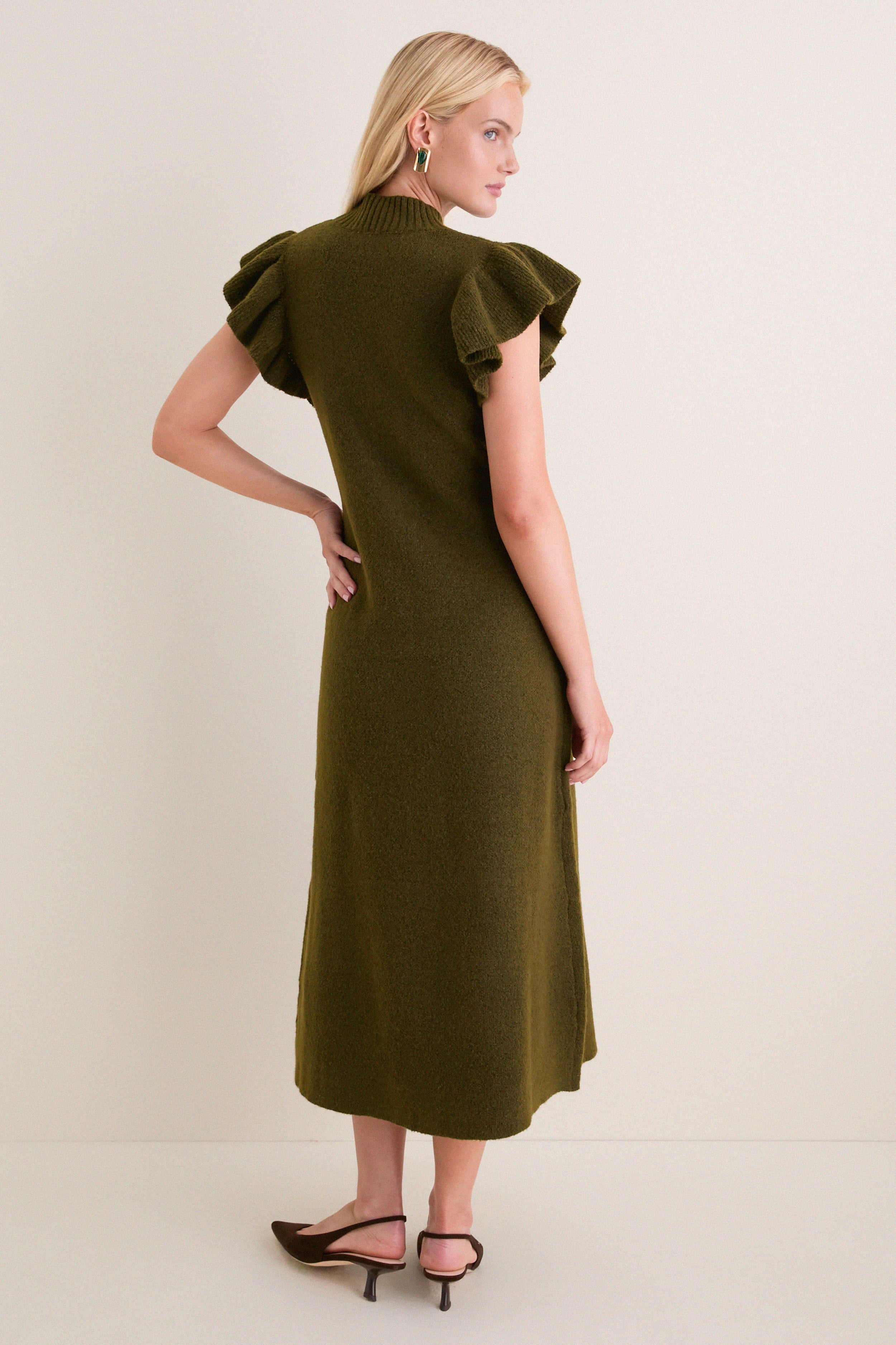 Olive Knit Martini Midi Dress