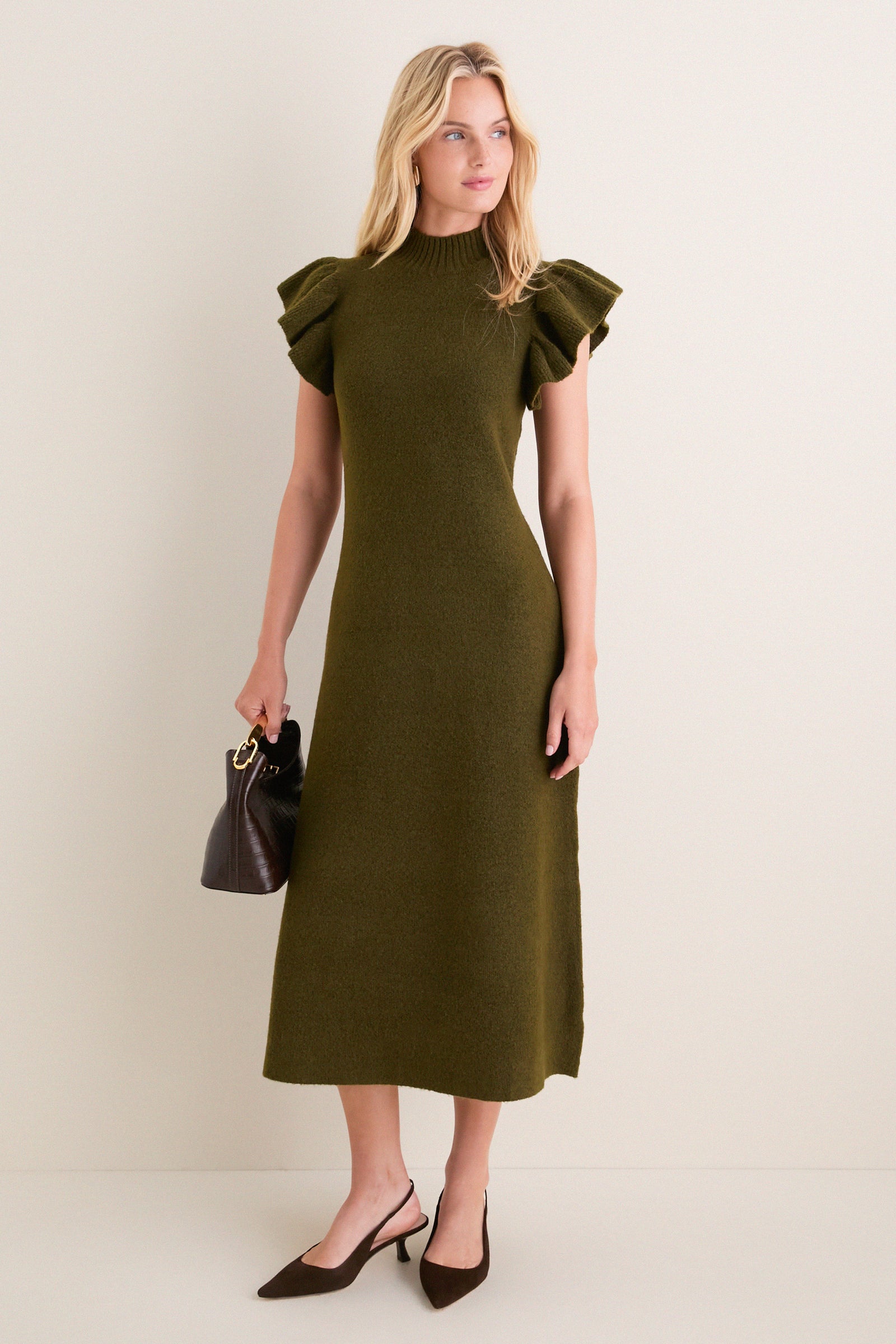 Olive Knit Martini Midi Dress