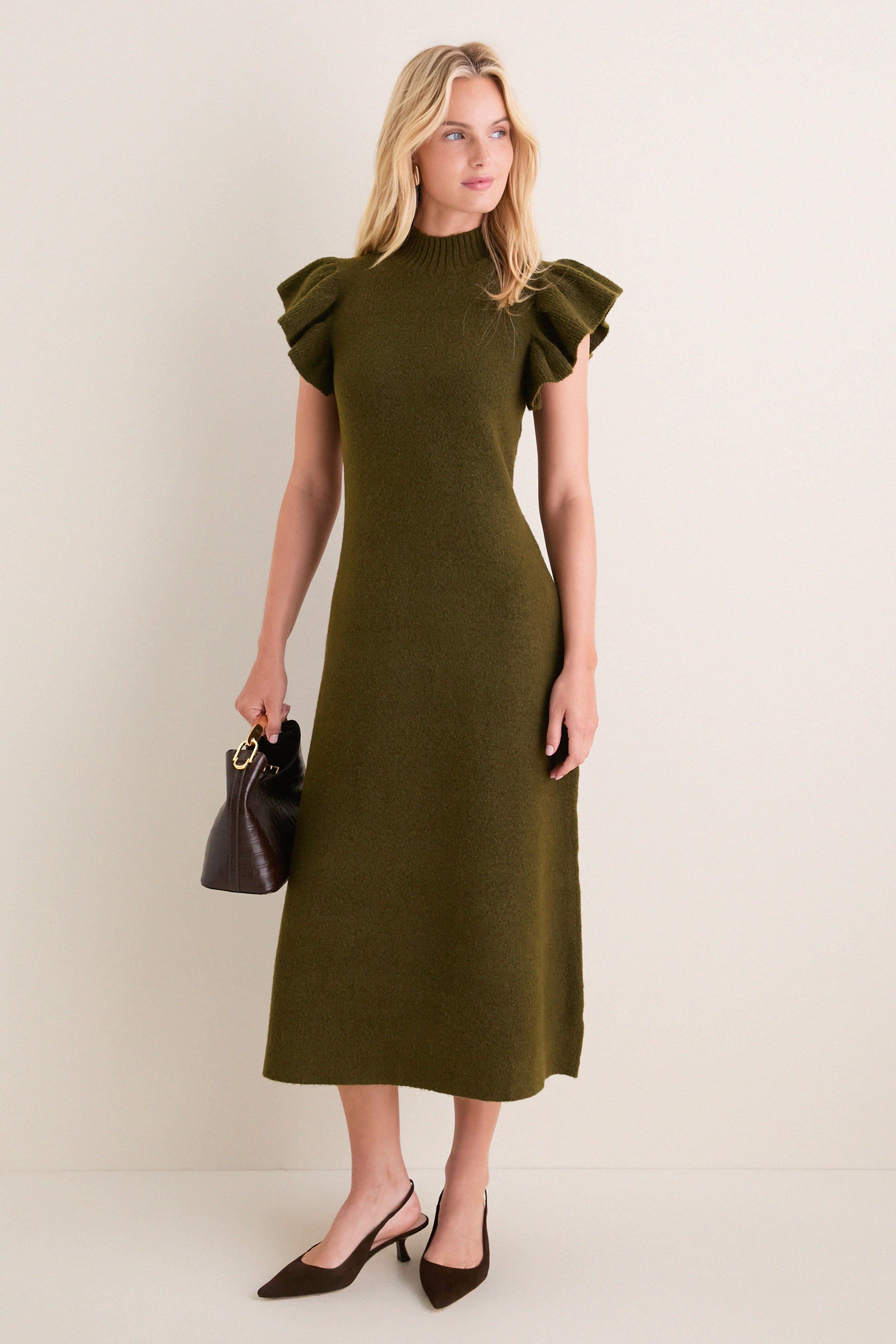 Olive Knit Martini Midi Dress