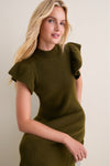Olive Knit Martini Midi Dress