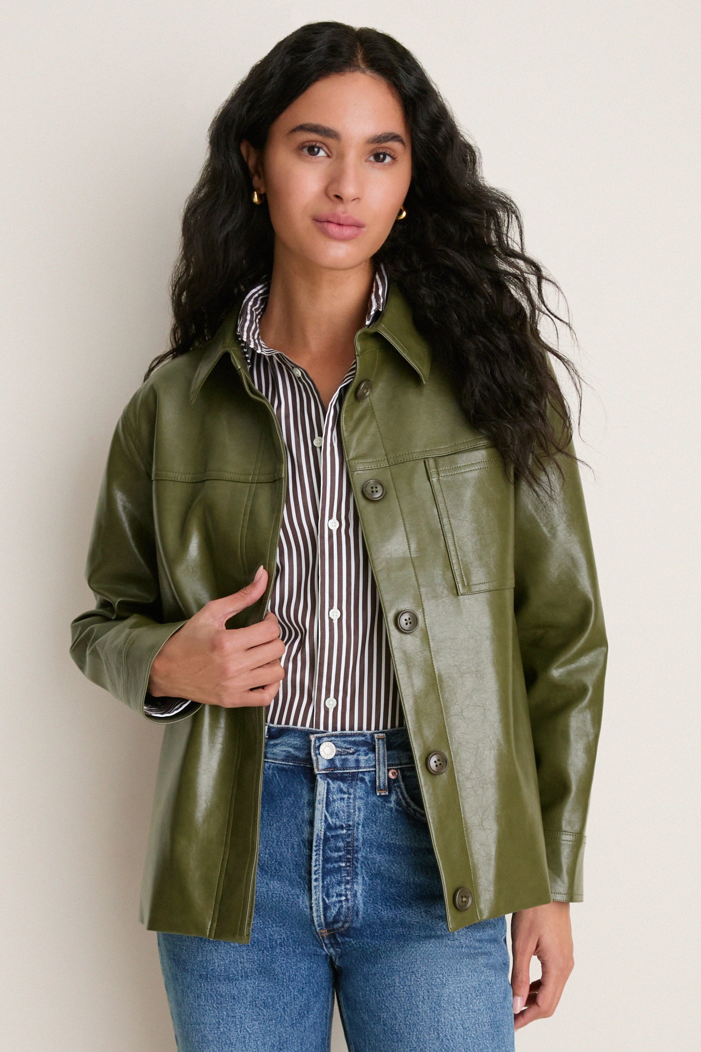 Green Faux Leather Neo Jacket