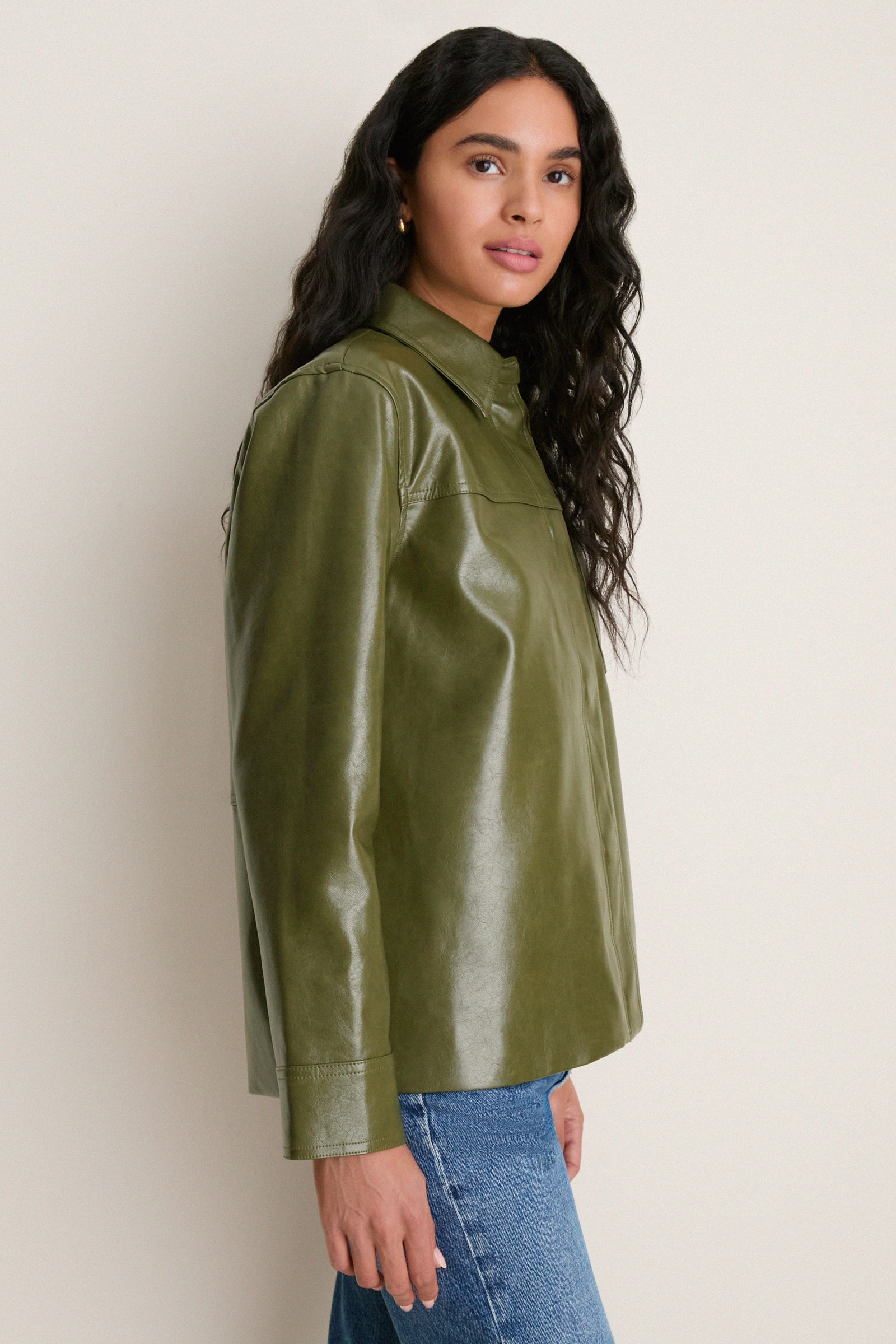Green Faux Leather Neo Jacket
