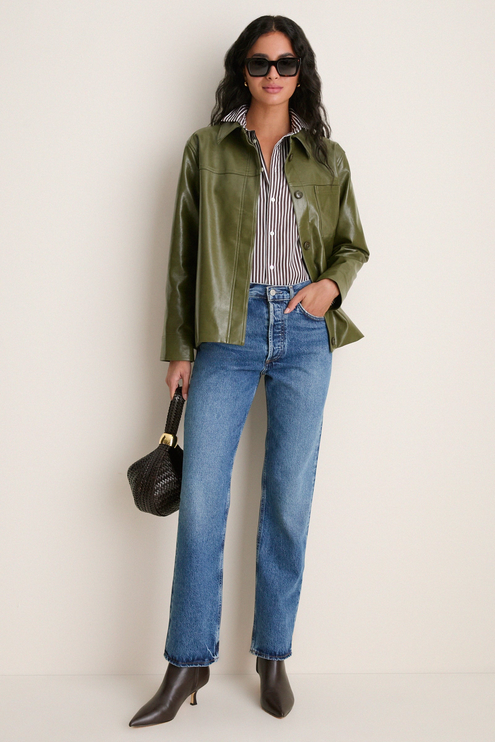 Green Faux Leather Neo Jacket