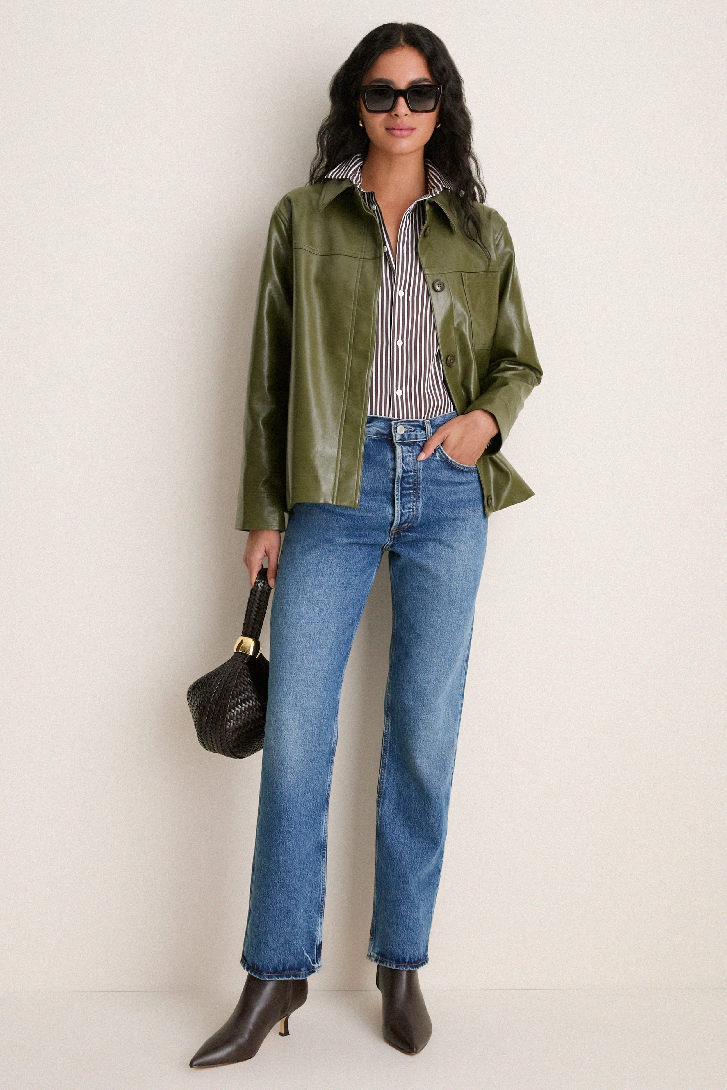 Green Faux Leather Neo Jacket