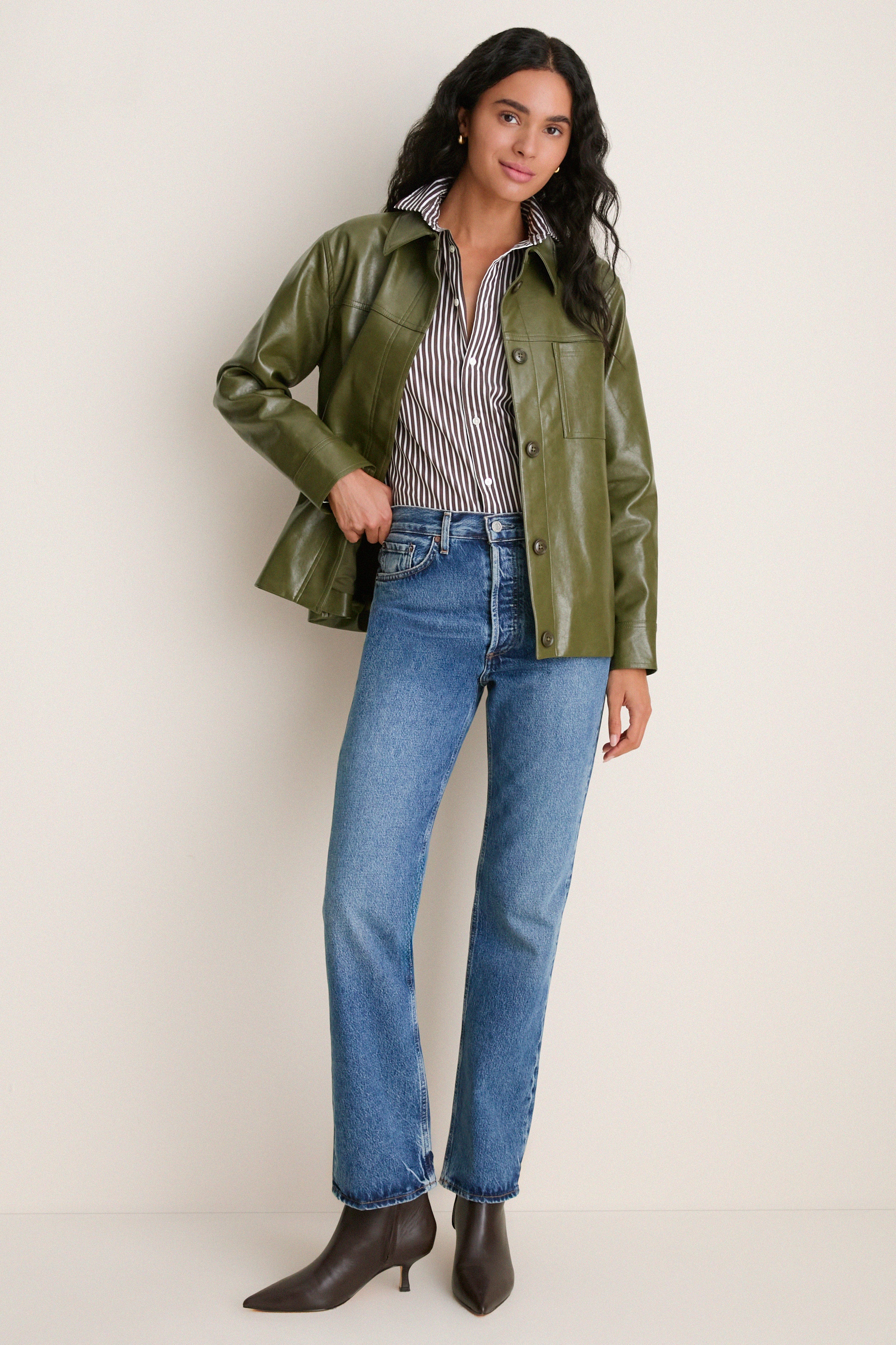 Green Faux Leather Neo Jacket