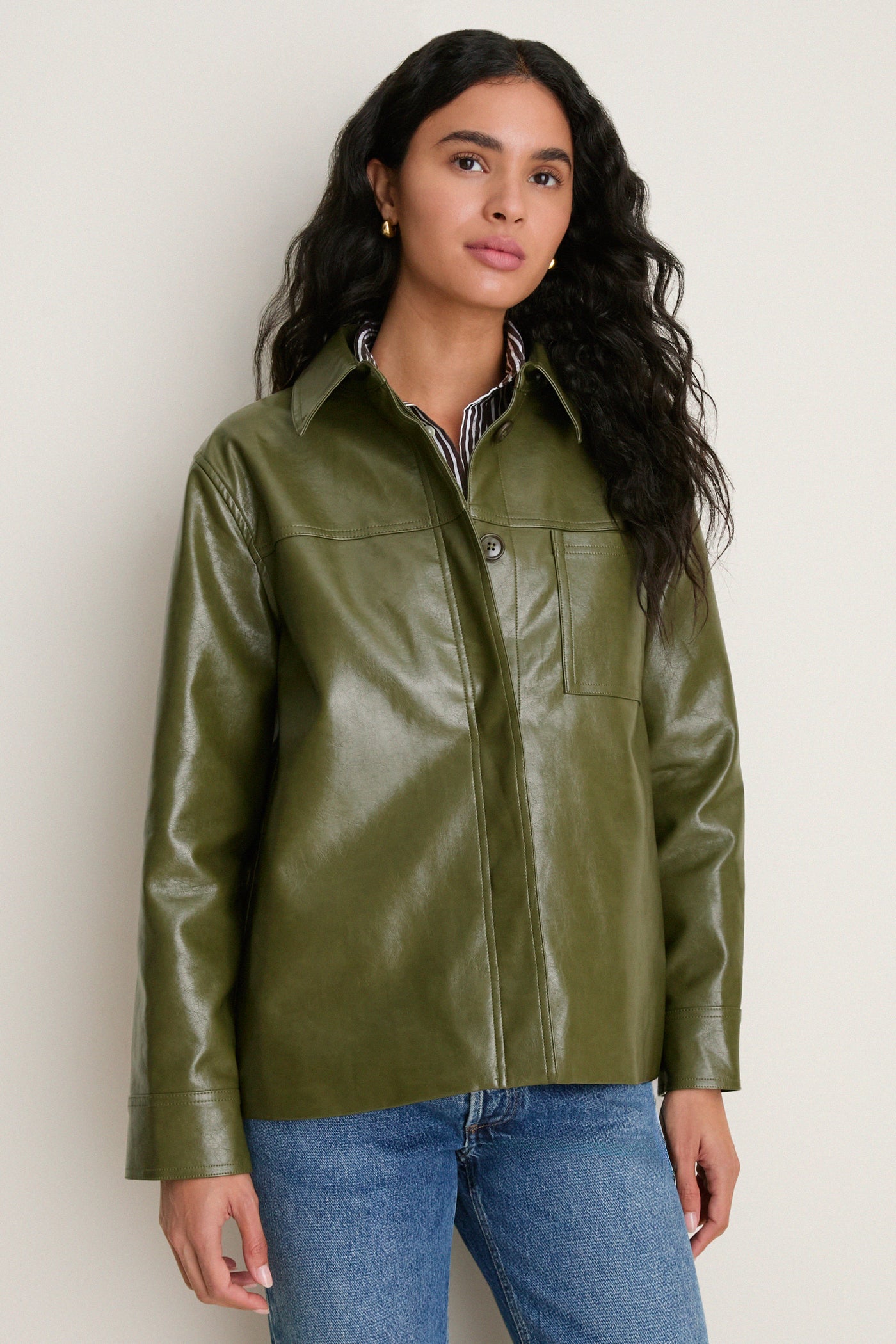 Green Faux Leather Neo Jacket