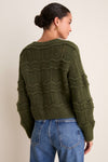 Olive Zig Zag Knit Nadia Cardigan