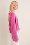 Marled Berry V-Neck Ashley Sweater