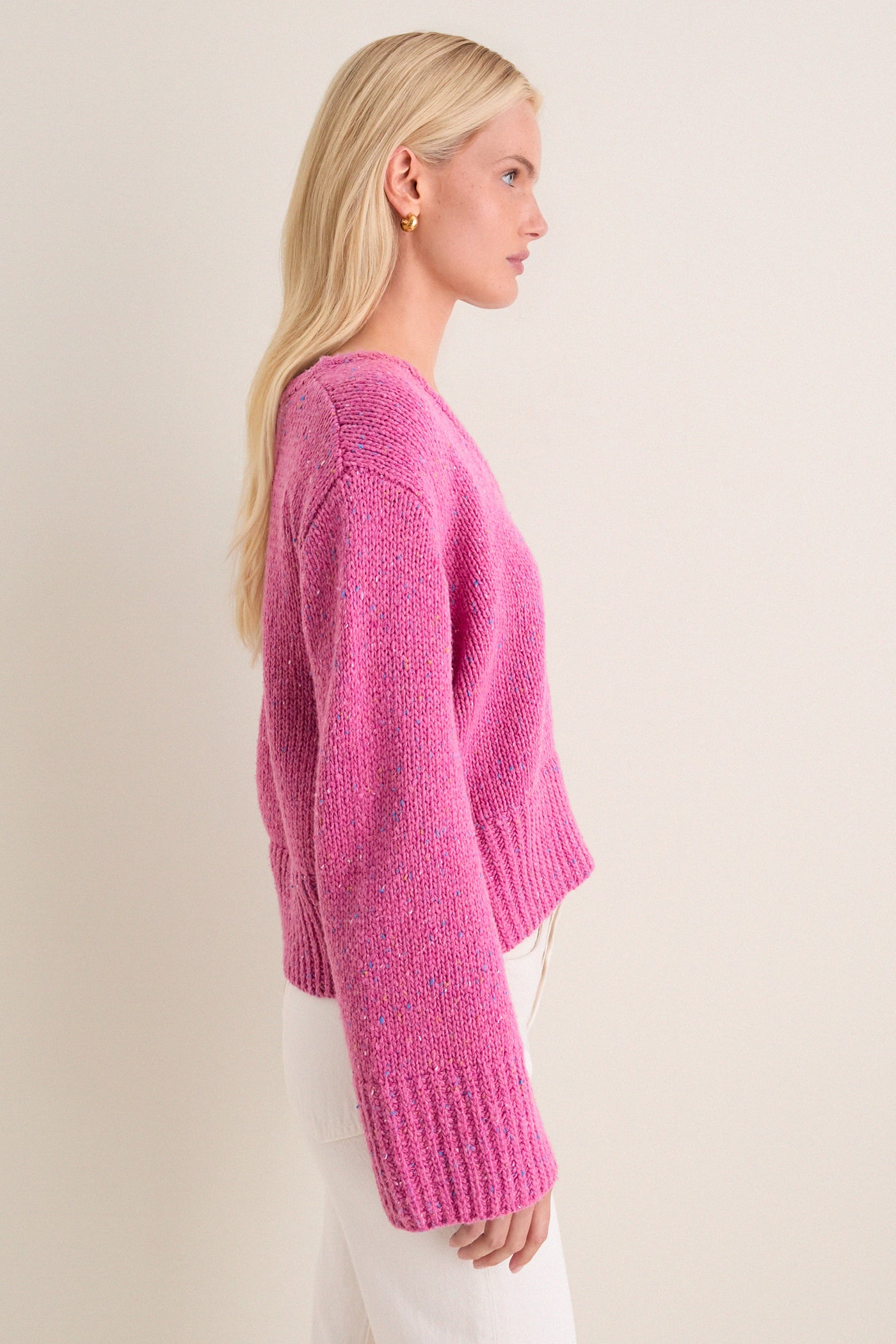 Marled Berry V-Neck Ashley Sweater
