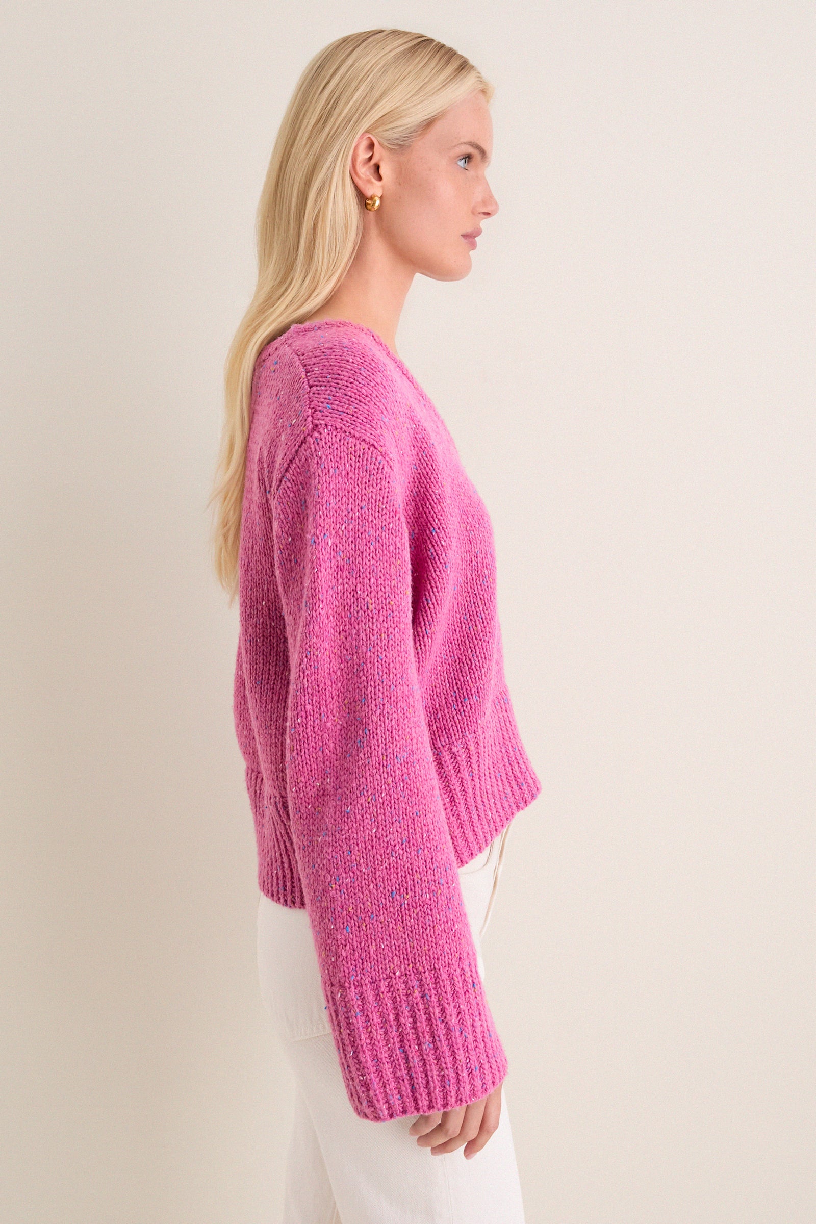 Marled Berry V-Neck Ashley Sweater