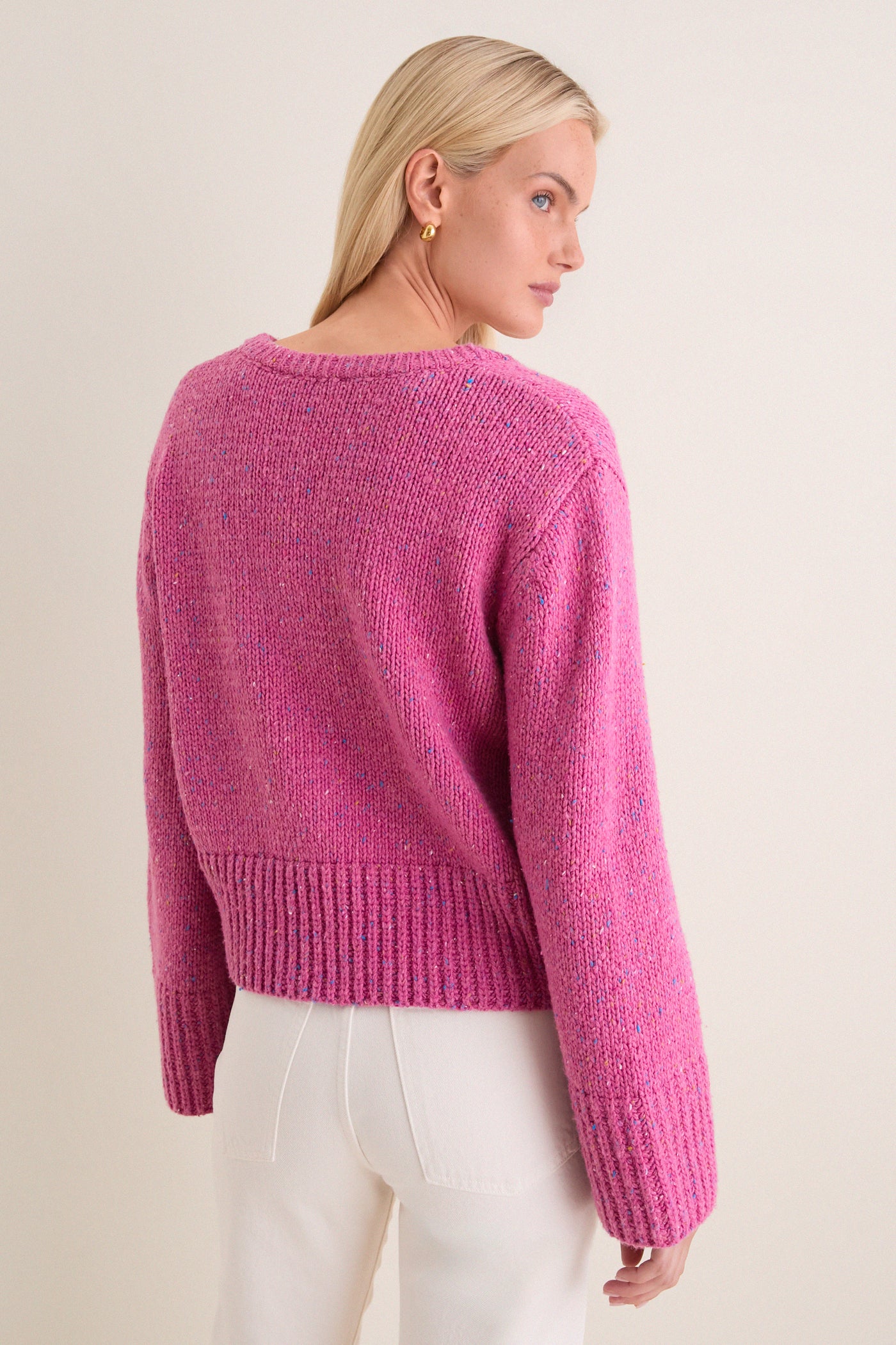 Marled Berry V-Neck Ashley Sweater