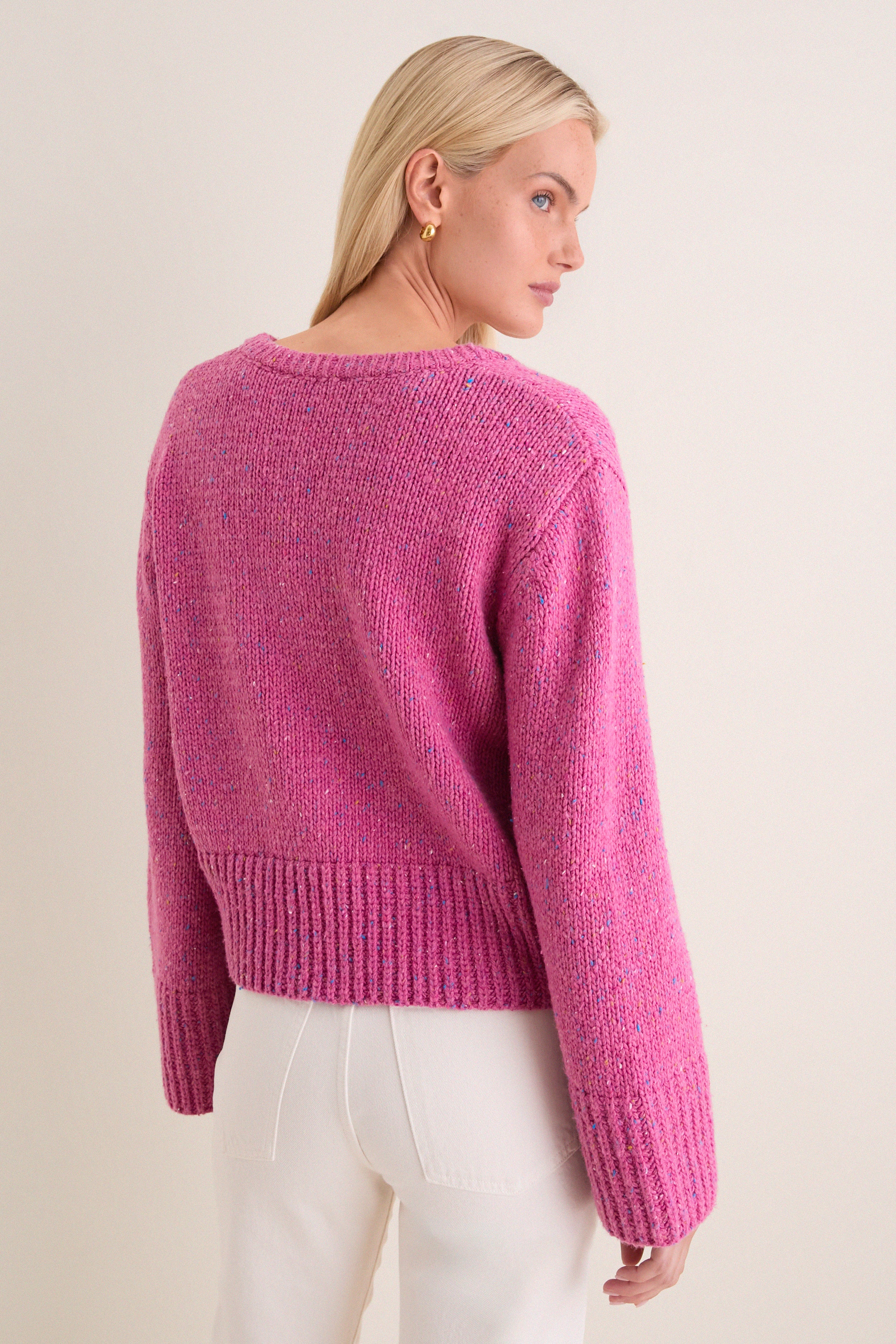 Marled Berry V-Neck Ashley Sweater