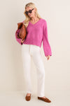 Marled Berry V-Neck Ashley Sweater