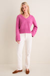 Marled Berry V-Neck Ashley Sweater