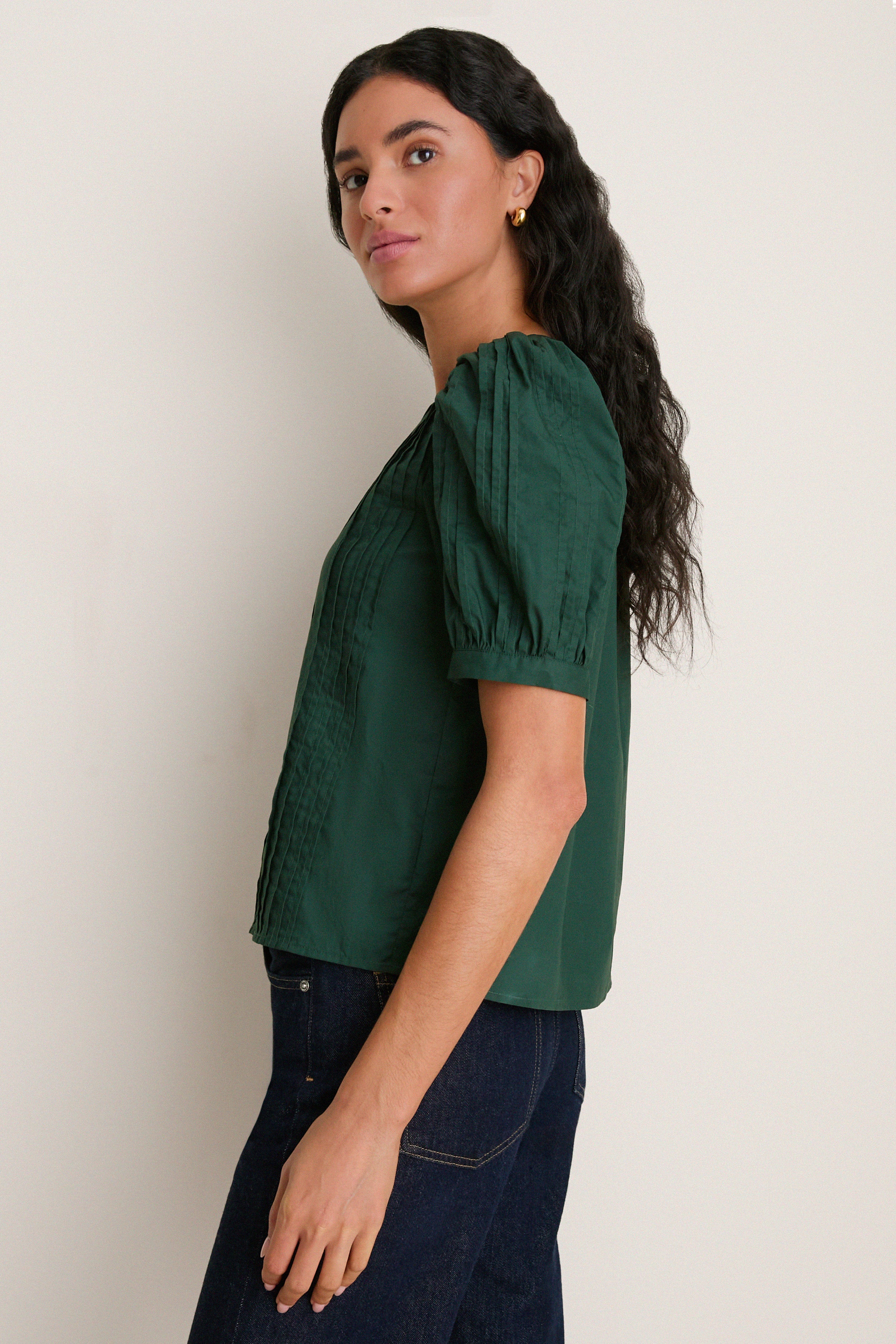 Forest Green Pintuck Haven Blouse