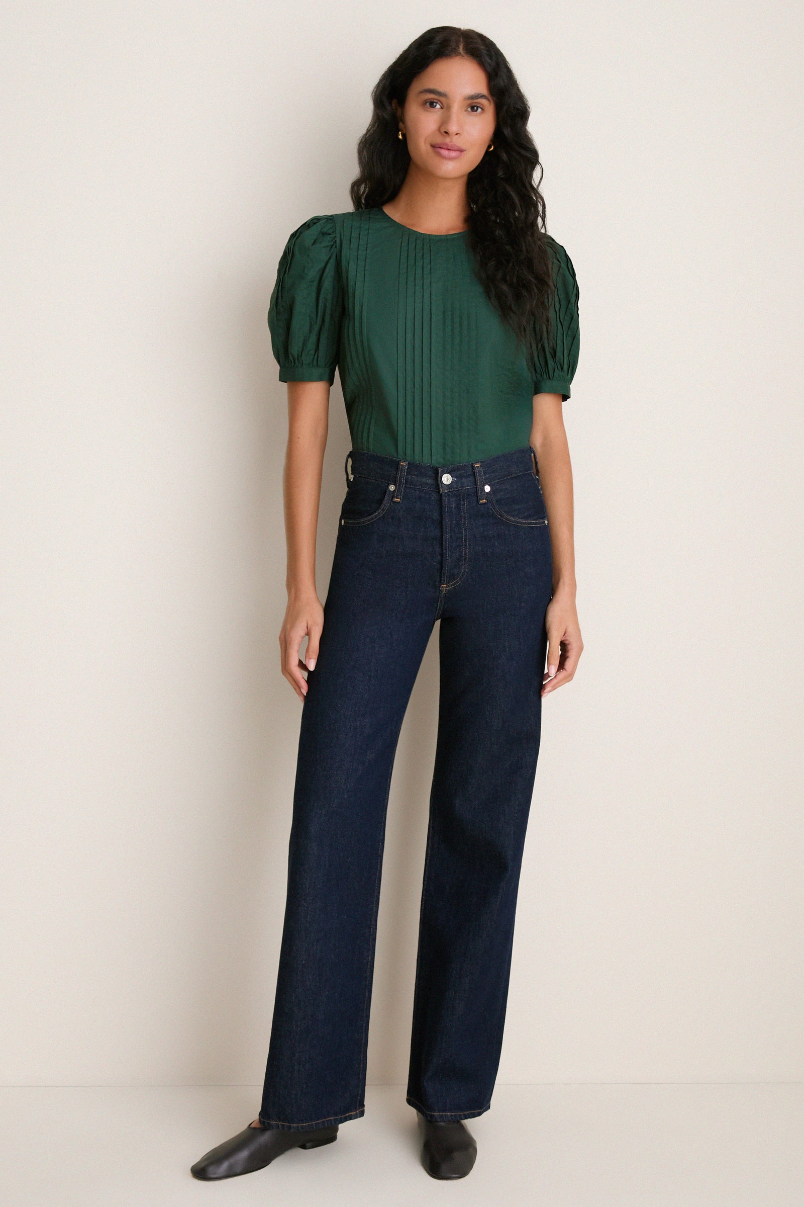 Forest Green Pintuck Haven Blouse