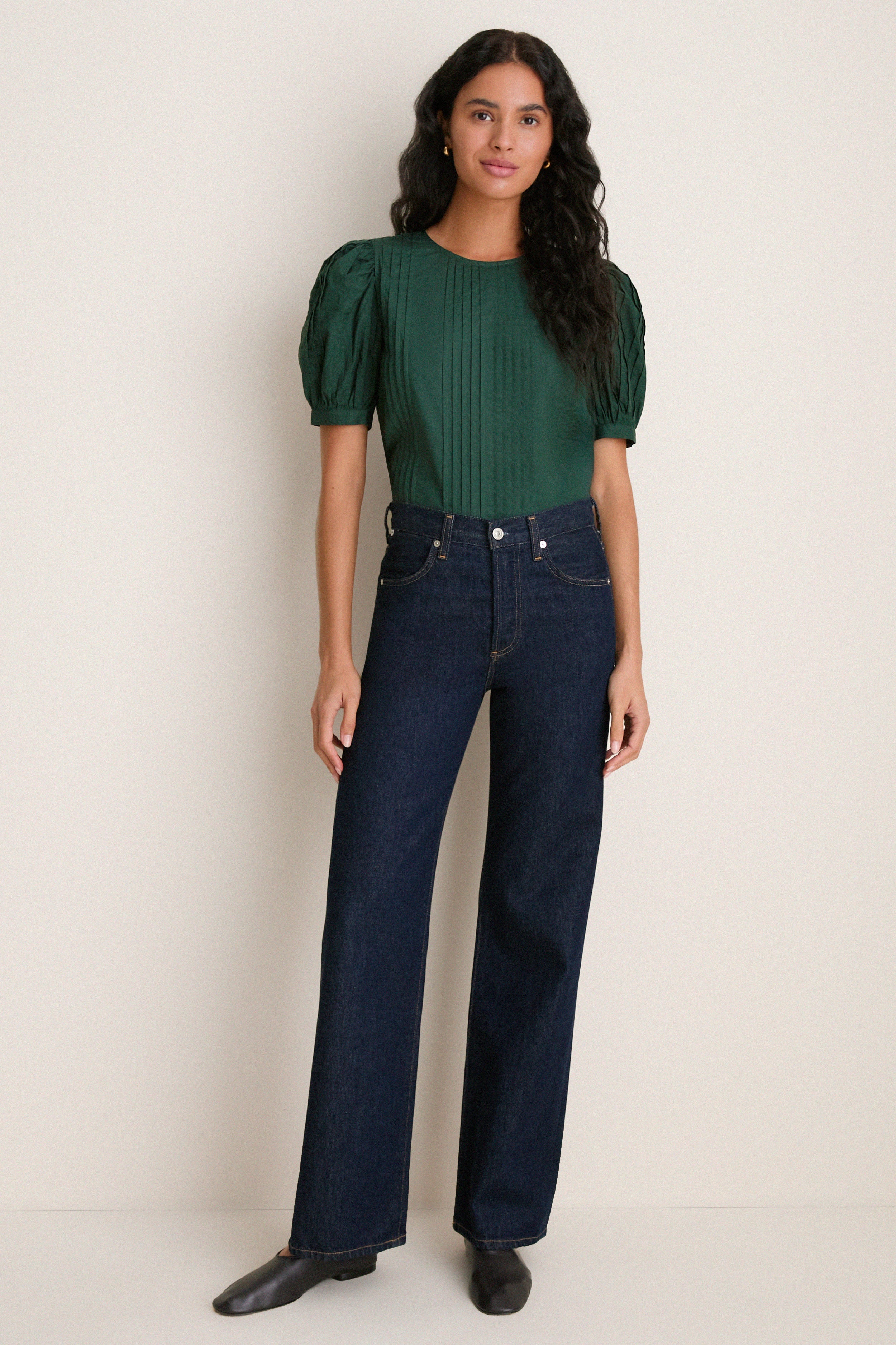 Forest Green Pintuck Haven Blouse
