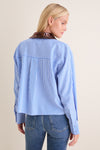 Blue Pinstripe & Bronze Sequin Sadie Button Down