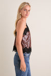 Brown Sequin & Black Lace Bradshaw Halter Tank
