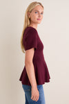 Merlot Knit Phoebe Peplum Top
