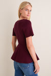 Merlot Knit Phoebe Peplum Top