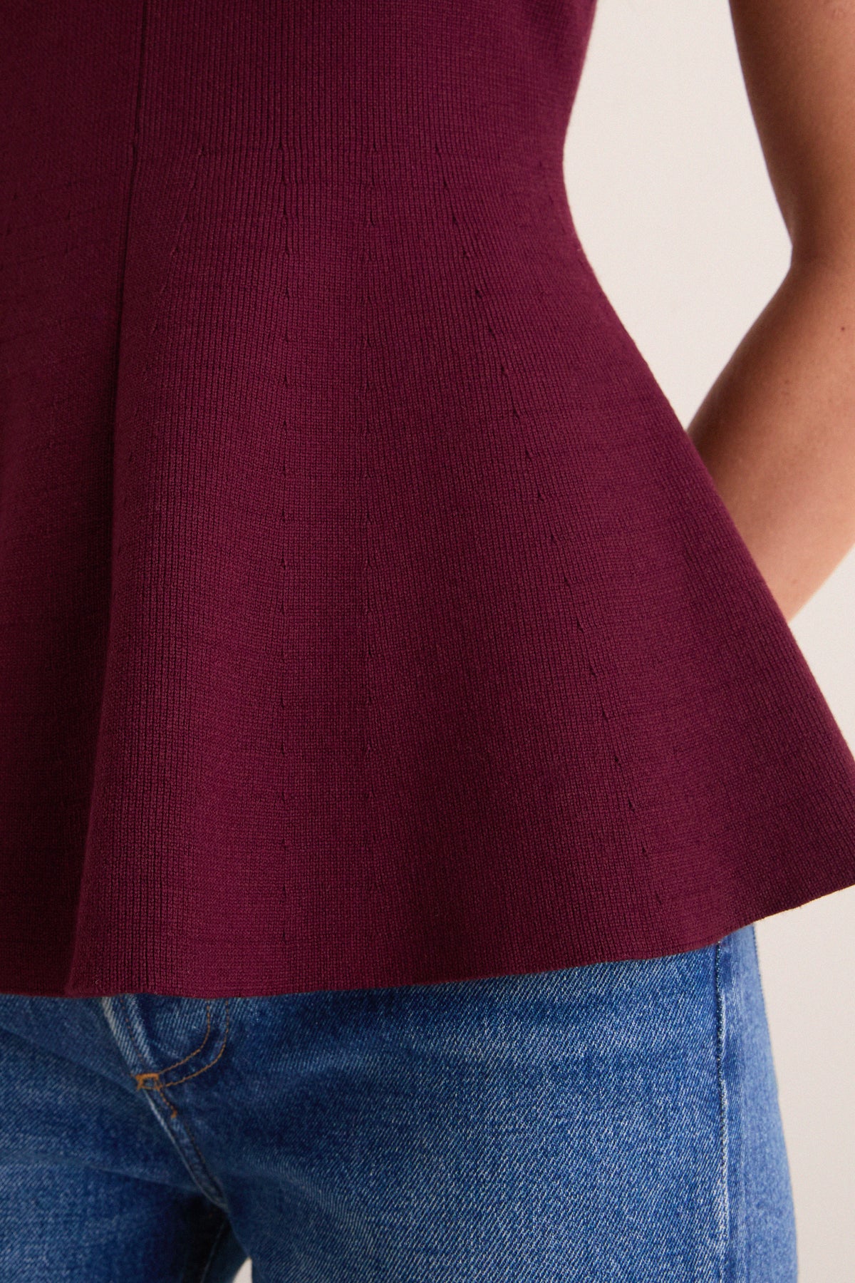 Merlot Knit Phoebe Peplum Top