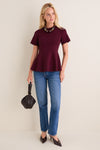 Merlot Knit Phoebe Peplum Top