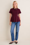 Merlot Knit Phoebe Peplum Top