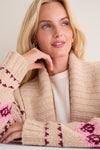 Tan & Pink Fair Isle Stowe Oversized Cardigan
