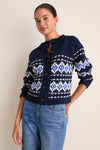 Navy Fair Isle Natalie Cardigan