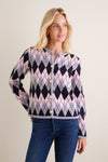 Pink & Navy Argyle Caspian Cardigan