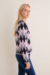 Pink & Navy Argyle Caspian Cardigan