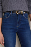 Black Hollyhock Mixed Metal Belt