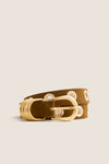 Ochre Full Rivet Suede Belt