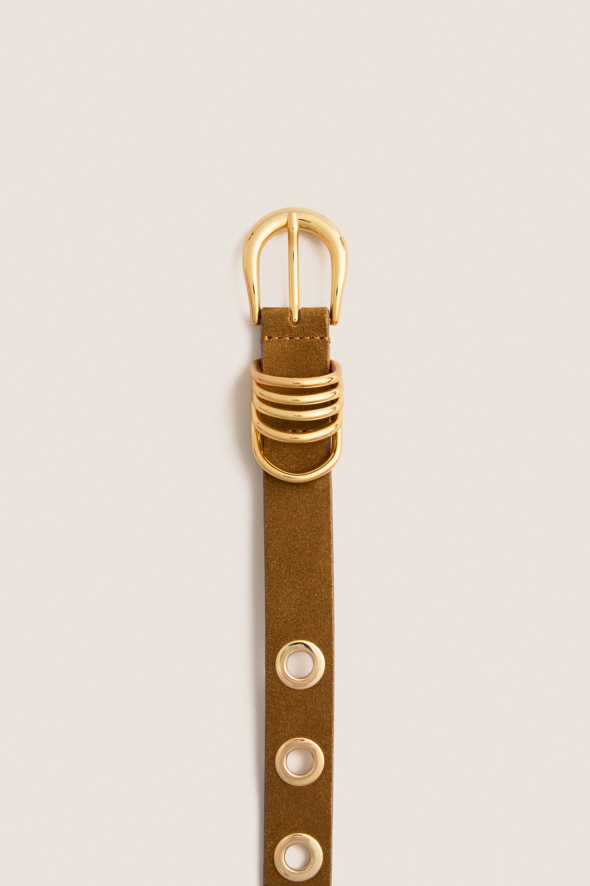 Ochre Full Rivet Suede Belt