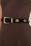 Black Stone Embellished Suede Arch Belt