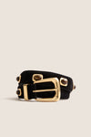 Black Stone Embellished Suede Arch Belt
