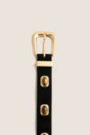Black Stone Embellished Suede Arch Belt