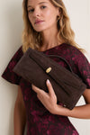 Espresso Suede Veronica Beard Dash Clutch