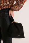 Black Suede Veronica Beard Swing Bag