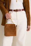 Tobacco Small Suede Slouch Shoulder Bag