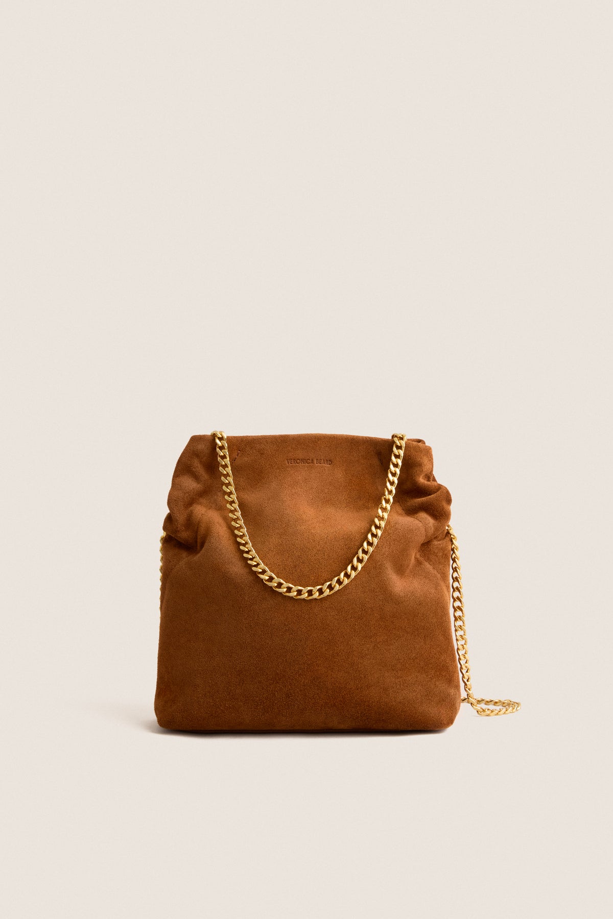 Tobacco Small Suede Slouch Shoulder Bag
