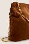 Tobacco Small Suede Slouch Shoulder Bag