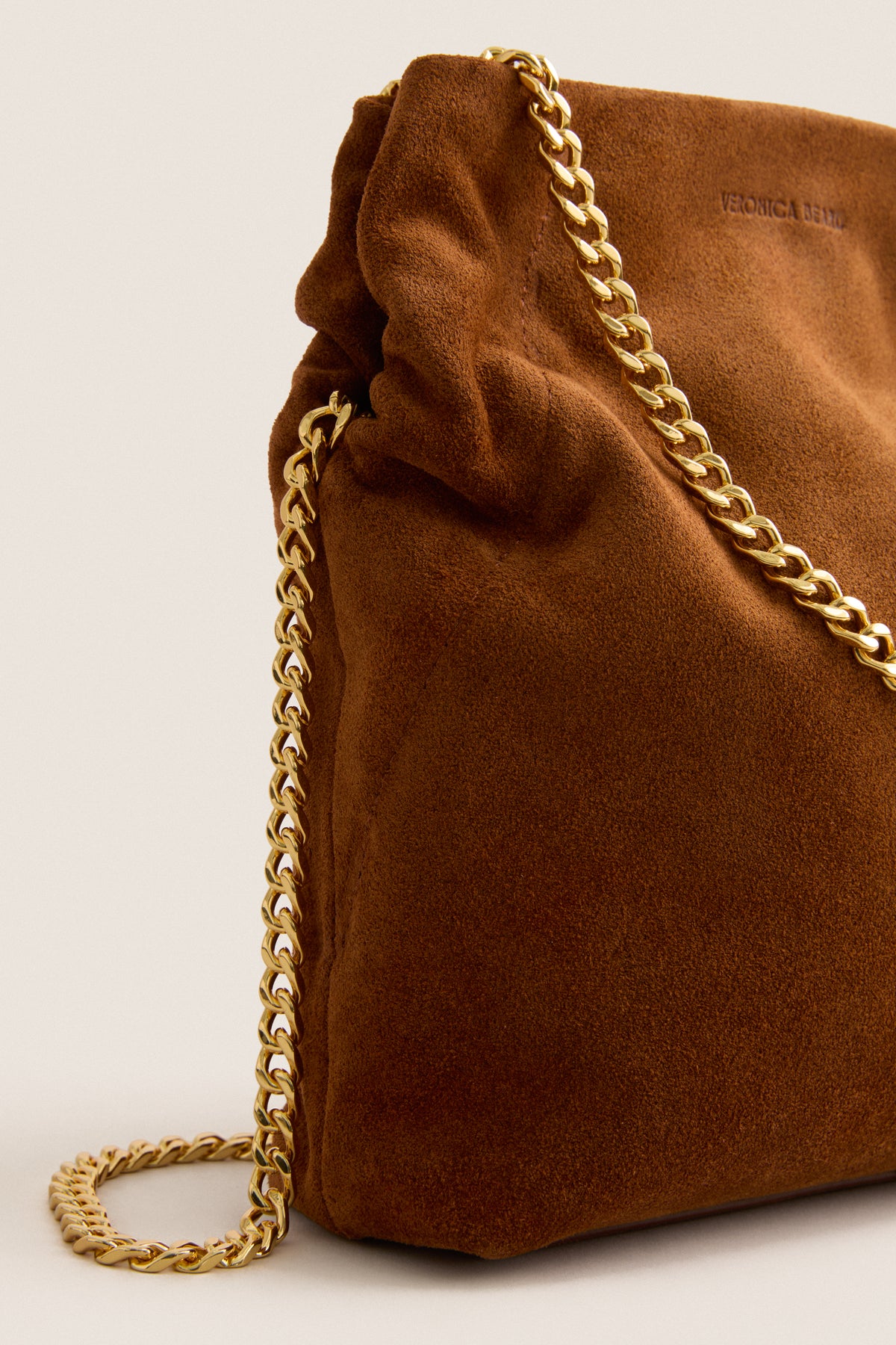 Tobacco Small Suede Slouch Shoulder Bag