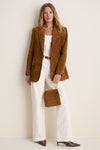 Tobacco Small Suede Slouch Shoulder Bag