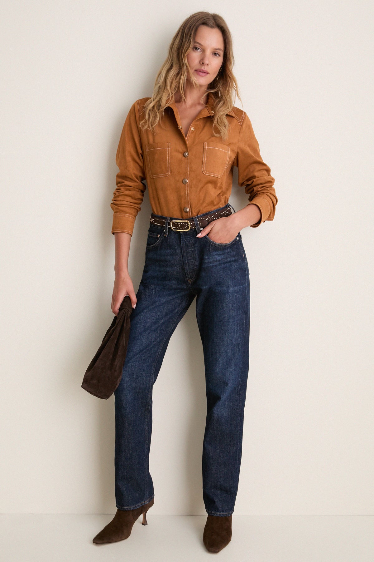 Espresso Studded Loop Belt