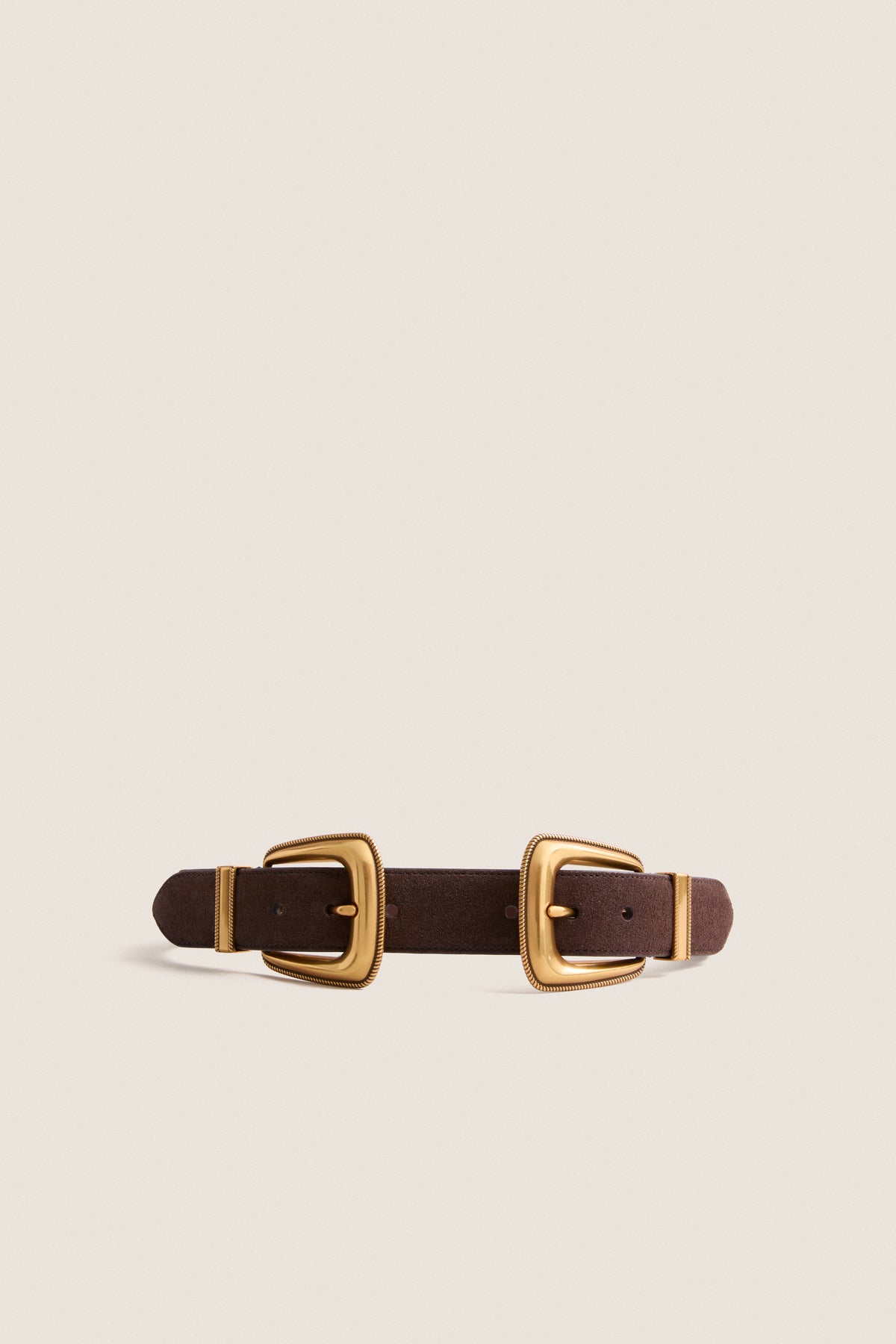 Espresso Suede Double Buckle Arch Belt