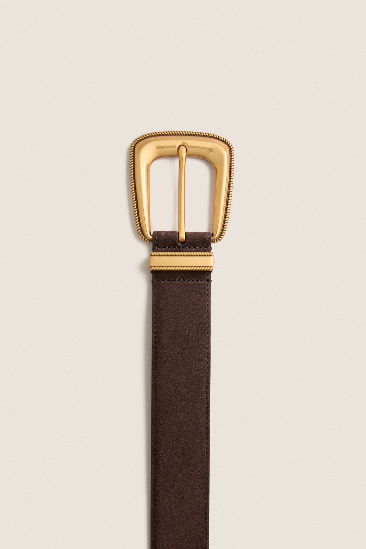 Espresso Suede Double Buckle Arch Belt